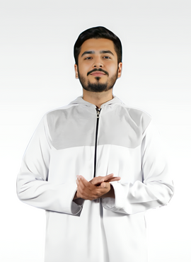 Winter White/Gray Thobe with Hoodie | Modest Islamic Wear for Men