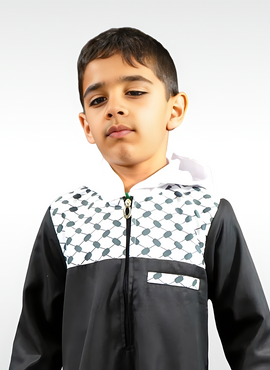 Kids Islamic Winter Thobe with Cozy Peles Hoodie | Stylish & Modest Boys' Clothing USA | TTW/D9