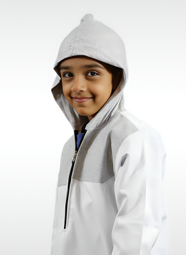 Kids Islamic Winter Thobe with Cozy Peles Hoodie | Stylish & Modest Boys' Clothing USA | TTW/D10