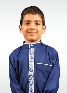 Kids Navy Blue and White Embroidered Thobe | Boys' Stylish Islamic Wear | TTW/D4