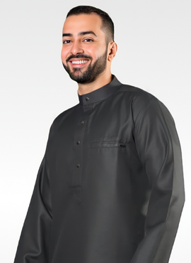 Men's Winter Thobe in Classic Gray | Modest Islamic Wear | Perfect for Salah