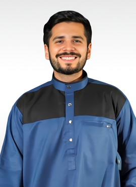 Winter Blue and Black Thobe for Men | Stylish Modest Winter Wear | Premium Islamic Thobe for Cold Weather