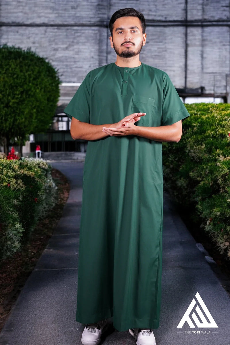 Dark green thobe for adults – Shop Islamic wear at TheTopiWala.com – Explore TheTopiWala.com’s exclusive thobe collection for adults, designed with premium materials and modest styles for any occasion like Friday prayer, Eid festival, Muslim gathering and more.